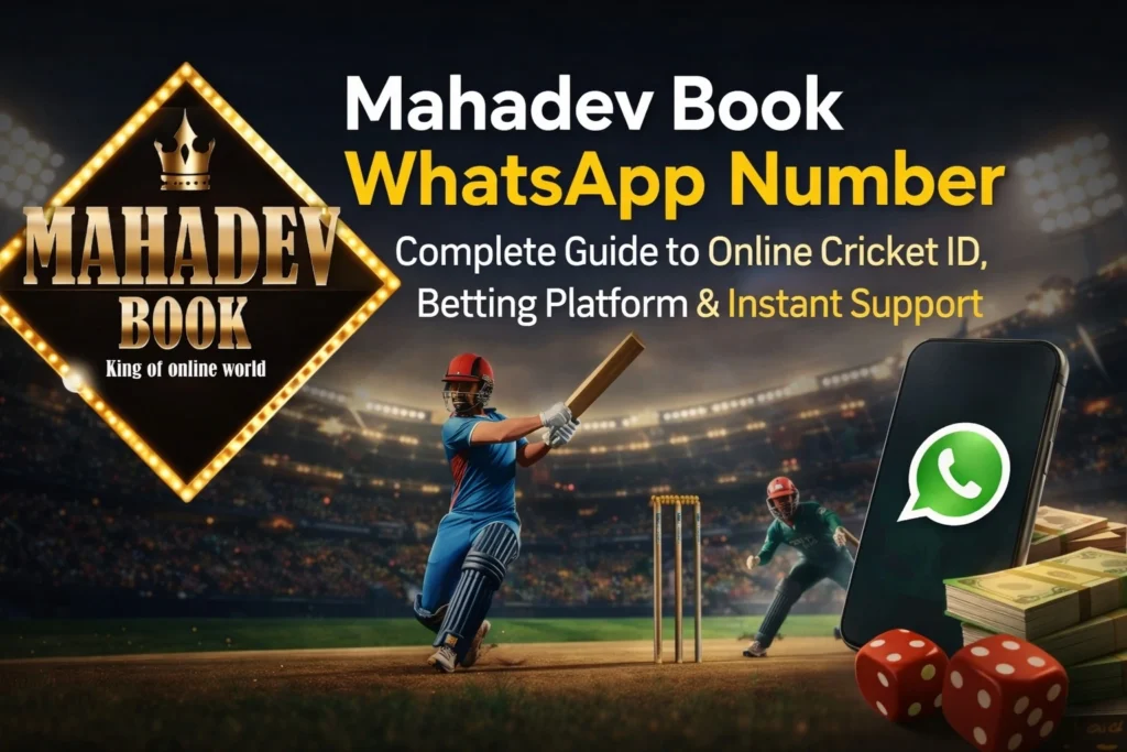 Mahadev Book WhatsApp Number banner for instant cricket betting ID and live online betting platform