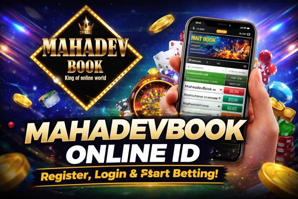 MahadevBook Online ID registration login banner with sports betting and live casino gaming platform