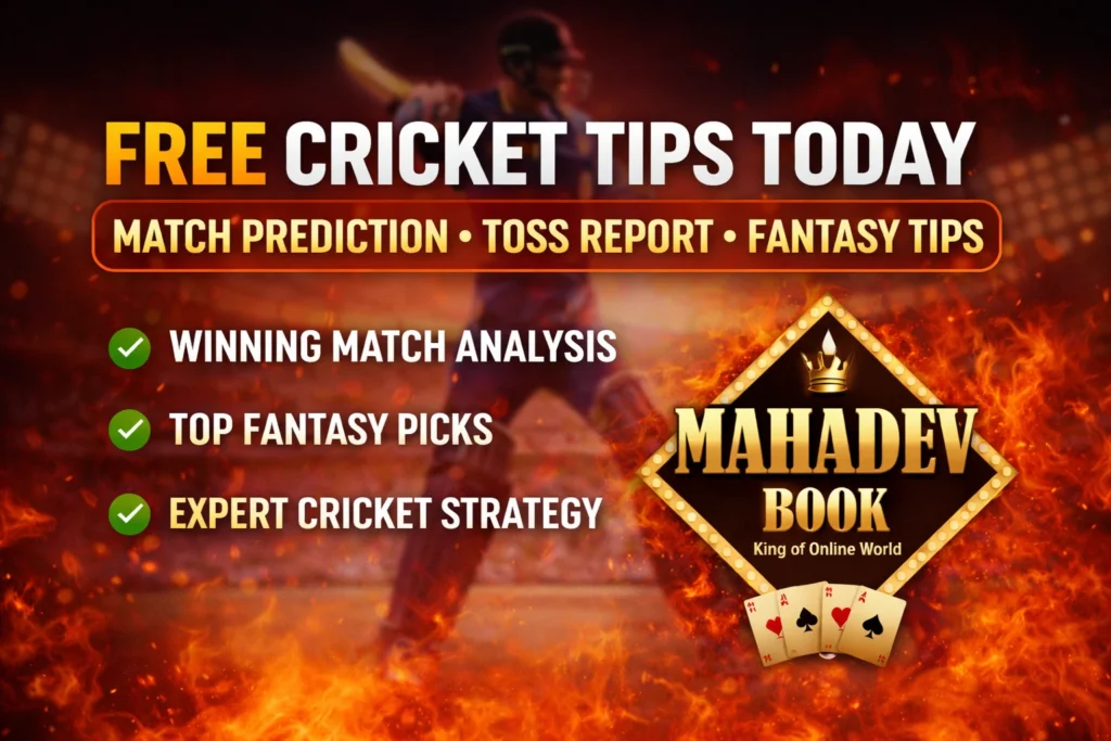 Free cricket tips today banner showing match prediction, fantasy cricket tips and expert winning strategy