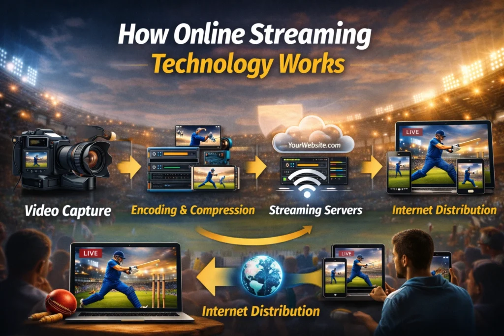 how live cricket streaming technology works from stadium camera to user device