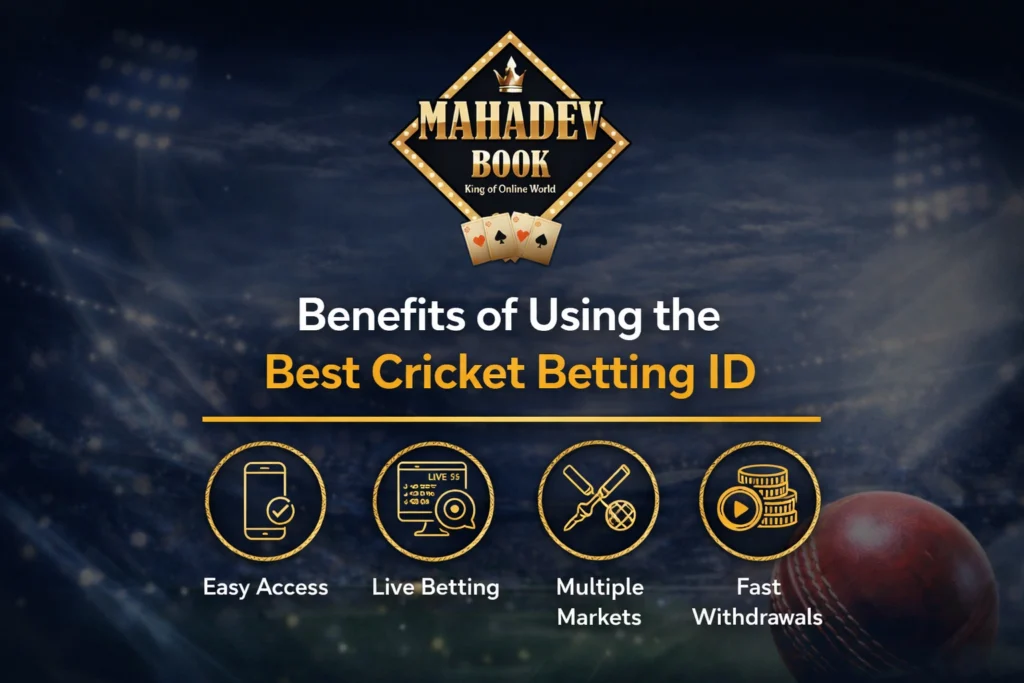 Benefits of using the best cricket betting ID with Mahadev Book logo for safe online cricket betting.