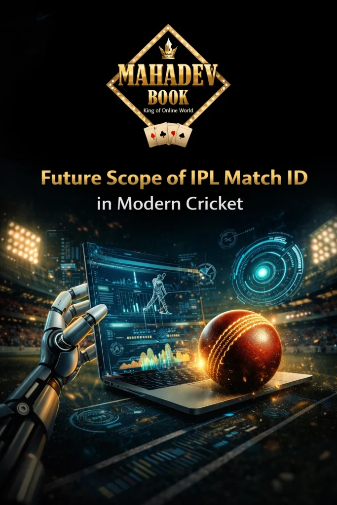 Future scope of IPL Match ID in modern cricket with Mahadev Book logo and digital technology concept