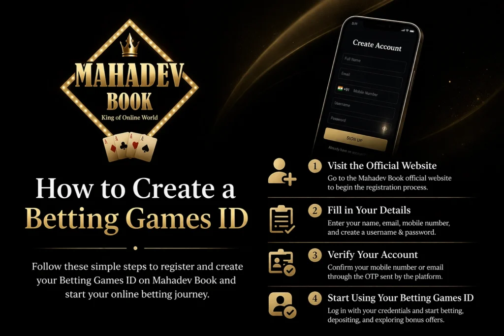 How to create a betting games ID step by step with Mahadev Book logo for online betting registration