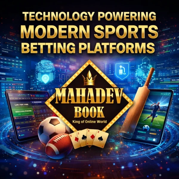Technology Powering Modern Sports Betting Platforms banner with Mahadev Book logo